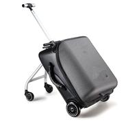 Sit on Scooter Carry-on Luggage - Creative Trolley Case for Travel(Black 1)