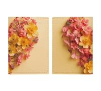 Sit on The Floor Passport Wallet Travel Passport Holder Pu Passport Cover Slim Card Case Cover for Women Men Leather Holder Case Travelling Essentials, Heart Shaped Flowers, 20.3x13.8cm
