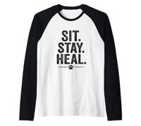 Sit. Stay. Heal. Vintage Pet Therapy Style. Raglan Baseball Tee