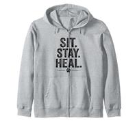 Sit. Stay. Heal. Vintage Pet Therapy Style. Zip Hoodie