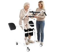 Sit-to-Stand Patient Lift, Stand Assist Transfer Chair with 4 Casters | For Home & Nursing Care, 220 lbs Capacity, Steel Frame, 4 Silent Casters with Brakes, Cushioned Shin Rests & Seat Black