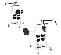 Sit-to-Stand Patient Lift Transfer Chair, Stand Assist for Elderly with 4 Silent Casters, 220 lbs Capacity, Shin Rests & Seat Cushion, Handicapped Transfer Device for Home Care Black & White