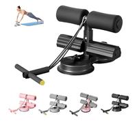 Sit Up Bar Foot Holder, Sit Up Exercise Equipment, 3-Level Adjustable with 2 Strong Suction Cups & Elastic Rope, Portable Sit Up Equipment, Abs Workout Aids for Feet & Leg Strength (Black)
