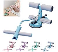 Sit Up Bar with Dual Suction Cups, 3-Level Adjustable Height Ab Workout Equipment for Home Gym, Double-Layer NBR Foam Pad for Foot Holder, Portable Core Strength Trainer for Men Women (Blue)