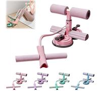 Sit Up Bar with Dual Suction Cups, 3-Level Adjustable Height Ab Workout Equipment for Home Gym, Double-Layer NBR Foam Pad for Foot Holder, Portable Core Strength Trainer for Men Women (Pink)