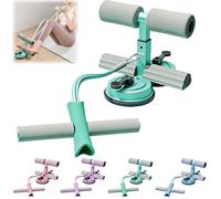 Sit Up Bar with Dual Suction Cups, 3-Level Adjustable Height Ab Workout Equipment for Home Gym, Double-Layer NBR Foam Pad for Foot Holder, Portable Core Strength Trainer for Men Women (Green)