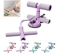 Sit Up Bar with Dual Suction Cups, 3-Level Adjustable Height Ab Workout Equipment for Home Gym, Double-Layer NBR Foam Pad for Foot Holder, Portable Core Strength Trainer for Men Women (Purple)