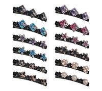 SITAKEGS 12 PCS Sparkling Crystal Stone Braided Hair Clips, Rhinestone Hair Clip Side Duckbill Clips, 3 Styles Hair Styling Accessories Flower Hair Barrettes Braided Hair Clips for Women Girls