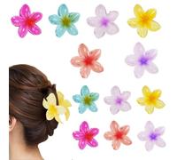 SITAKEGS 12pcs Flower Hair Claw Clips, Nonslip Flower Hair-Clip Strong Hold Hawaiian Claw Clip, Women Girls Acrylic French Hair Styling Accessories for Medium Thick Curly Wavy Hair-2 Size