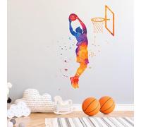 SITAKEGS Basketball Stickers, 80×100cm Basketball Inspirational Wall Decals Slam Dunk Sports Wall Stickers, Basketball Player Art Decal Wallpaper for Sports Fans Bedroom Dorm Playroom Stadium