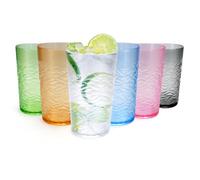 SITAKEGS Plastic Tumblers, 6 Pack 500ML/17.6 oz Drinking Glasses Acrylic Reusable Cups, Stackable Portable Cocktail Glasses Multicolor Glass for Home Party Daily Use Parties Picnic Camping (500ml)