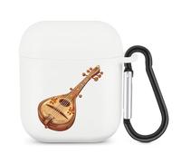 Sitar Indian Music Musical Instrument Bluetooth Headset Cover Earbuds Case TPU Headphone Protective Compatible with Airpods 1/2 White-Color
