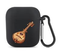 Sitar Indian Music Musical Instrument Bluetooth Headset Cover Earbuds Case TPU Headphone Protective Compatible with Airpods 1/2 Black-Color