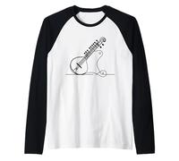 Sitar Line Art Musicians Raglan Baseball Tee