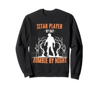 Sitar Player by Day Zombie by Night Funny Halloween Musician Sweatshirt