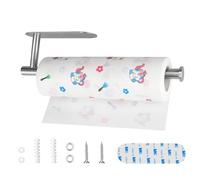 Sitara Kitchen Roll Holder, Self-Adhesive or Perforated Paper Towel Holder for Bathroom and Kitchen Accessories, Under Cupboard Kitchen Roll Holder, 304 Stainless Steel (Silver)