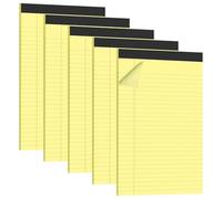 sitarcmin Legal Pads A4, 5 Pack Yellow Notepads A4 30 Sheets/60 Double-Sided Pages Per Writing Pad, Lined Pad College Ruled 0.8mm, Perforated Tear-Off Note Pads for School Office Home (29.2 x 21cm)