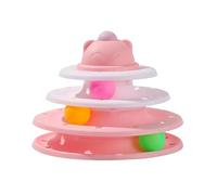 SITBXO 4-Level Interactive Cat Toy Tower Roller Ball Turntable Brain Training Puzzle Game Accessory Cat's toy(Pink)