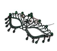 SITBXO Party Masks Masquerade Prom Mask Headdress Wedding Party Jewelry Rhinestone Tassel Face Mask Banquet Dress Accessories(Black Green)
