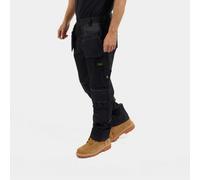 Site King Black Heavy Duty Cargo Holster Pocket Work Trousers With Knee Pad Pockets (W32, L33)