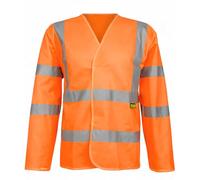 SITE KING Hi Vis Long Sleeve Safety Vest EN471 Class 2 Reflective Waistcoat Yellow Orange Sizes S to 5XL Workwear (6XL, Orange)