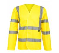 SITE KING Hi Vis Long Sleeve Safety Vest EN471 Class 2 Reflective Waistcoat Yellow Orange Sizes S to 5XL Workwear (M, Yellow)