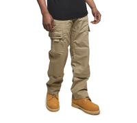 SITE KING Mens Multi Pocket Cargo Work Trousers Premium Action Trousers with Knee Pad Pockets (34 Waist / 33" Long Leg, Khaki/Sand)
