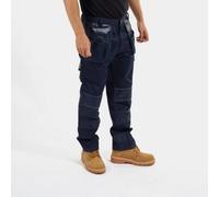 Site King Navy Heavy Duty Cargo Holster Pocket Work Trousers With Knee Pad Pockets (W32, L29)