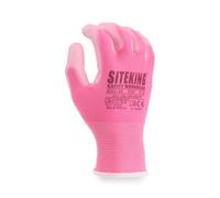 SITE KING PU Palm Work Gloves 12 Pairs, Safety Grip Gloves for Builders | Safety Gloves for Precision Tasks, Construction, Warehouse & Gardening - Pink XL