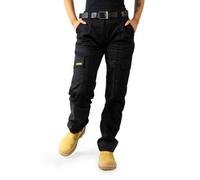 Site King Womens Black Cargo Combat Work Trousers With Elasticated Waist (12, Long)