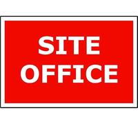 Site Office | 20cm x 15cm | Red/White - PVC Plastic Sign for Construction Sites, Industrial Facilities, and Workplace Navigation | UK-Made with Renewable Energy | Low Carbon Footprint