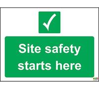 Site Safety Starts here Sign - Self Adhesive Vinyl 200mm x 150mm