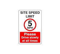 Site speed limit 5mph please drive slowly at all times- 1.2mm Rigid plastic high-visibility and durability for indoor/outdoor usage (300mm x 200mm) Ensures Safety Within 7m Viewing Distance.