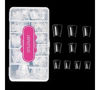 SITELENABY Duck Nail Tips Transparent Duck Feet Flared Tips for Acrylic Nails Wide French Half Cover Nail Tips for Nail Salons and DIY French ABS Nail Art Tips