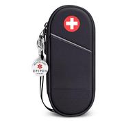 SITHON EpiPen Medical Carrying Case Insulated with Medical Alert Tag, Travel Medication Organizer Bag Pouch Holds 2 EpiPens, Asthma Inhaler, Anti-Histamine, Auvi-Q, Allergy Medicine Essentials (Black)