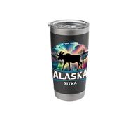 Sitka Alaska Aurora Borealis Moose Souvenir Stainless Steel Insulated Tumbler