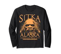 Sitka Alaska Bigfoot 1799 Sasquatch Orange Art Long Sleeve T-Shirt