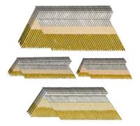 SITLDY 34-30 Degree Framing Nails 4 Sizes (2"+2-1/2"+3.0" Ring+3-1/2" Smooth), D Head Hot Dipped Galvanized Paper Tape Strip Nails, 320 PCS per Size, 1280 Count, for 30 to 34 Degree Framing Nailer