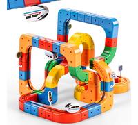 Sitodier Electric Train Set with Flexible Race Track, 123Pcs Race Track Set with Gravity-Defying Motorized Train & Embedded Layouts 3D Cube Track, STEM Building Track Toy for Kids Toddlers 3 4 5 6 7 8