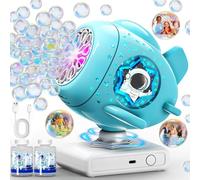 Sitodier Rechargeable Bubble Machine, Automatic 360° Rotation Bubble Maker Toys with Light, Spaceship-shaped Bubble Blower for Kids Toddlers Boys Girls, Birthday, Parties, Wedding, Outdoor Activities
