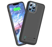 Sitong Battery Case for iPhone 12 Pro Max & iPhone 13 Pro Max, 6000mAh Rechargeable Extended Battery Charging/Charger Case, Add 100% Extra Juice, Support Wire Headphones (6.7 inch) Black
