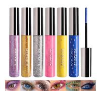 Sitovely 6 Colors Glitter Colored Mascara for Eyelashes, Sparkling Diamond Waterproof Mascara, Lengthening Smudgeproof Voluminous Curling Colorful Mascara/Blue/Purple/Yellow/Silver/Red