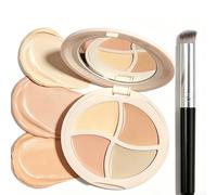Sitovely Cream Contour Palette with Brush, 4 in 1 Cream Concealer Palette for Medium Circles, Redness, Brighten, Lightweight, Multi-Palette, Contouring Foundation, Sculpt &Highlighting