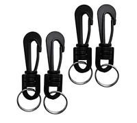 Sitrda (4 pcs) Plastic Swivel Snap Hooks Split Rings Keychain Clip,Scuba Dive Gear Torch Compass Hanger Key Holder - Black