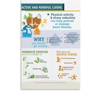 SitrMGH Active and Mindful Living Can Help Prevent or Manage Heart Disease Hospital Clinic Wall Posters Metal Tin Sign Wall Art for Living Room Bedroom Decor 8x12 inch