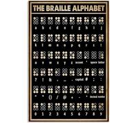 SitrMGH Braille Knowledge Metal Tin Signs the Braille Alphabet Reading Metal Posters Braille Study Guide Plaques Classrooms Office Room Wall Decor 8x12inch