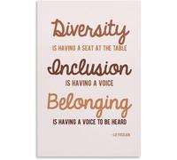SitrMGH Diversity - Inclusion - Belong Vertical Poster Classroom Decoration Posters Metal Tin Sign Art Poster and Wall Art Picture Print Modern Family Bedroom Decor Posters 8x12 inch