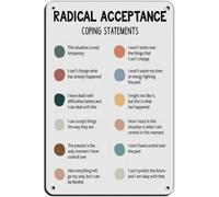 SitrMGH Radical Acceptance Poster, Dbt Affirmations, Cognitive Distortions, Counselor Office Decor, Therapist Office, School Psychologist Tin Sign Vintage Metal Pub Club Cafe Bar 8x12 Inch