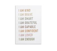 SitrMGH Rainbow Colorful Affirmations Art Print for Kids, Classroom Wall Art I Am Kind Loved, Inspirational Nursery Decor Art Metal Tin Sign Poster for Bedroom Decor 8x12 Inch