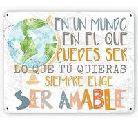 SitrMGH Spanish Classroom Inspiration Sign Classroom Poster, Spanish Teacher Elementary Middle School, Classroom Poster in Spanish Art Metal Tin Sign 12X8 Inch Plaque